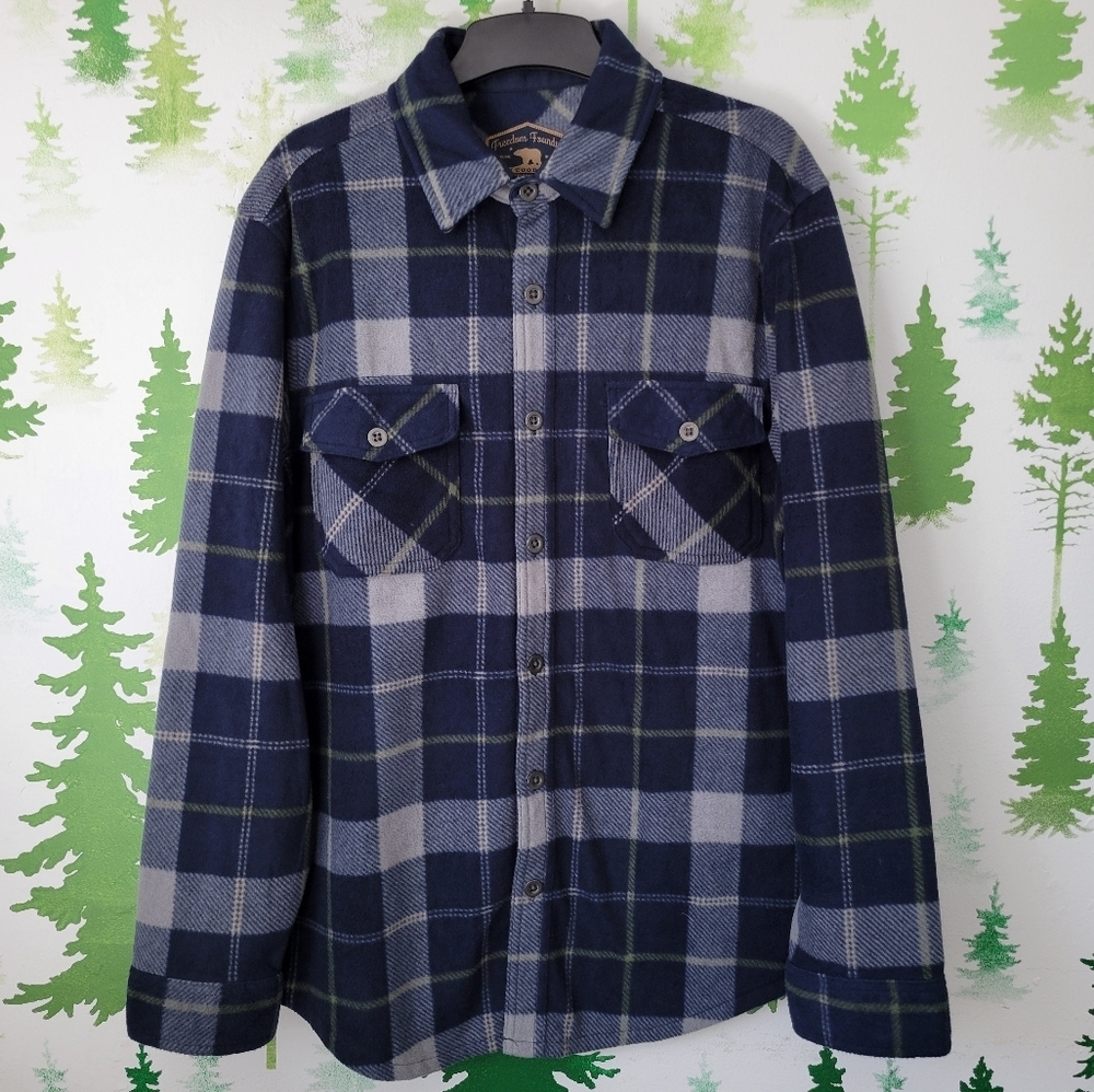 Freedom Foundry Plush Plaid Fleece Shirt.